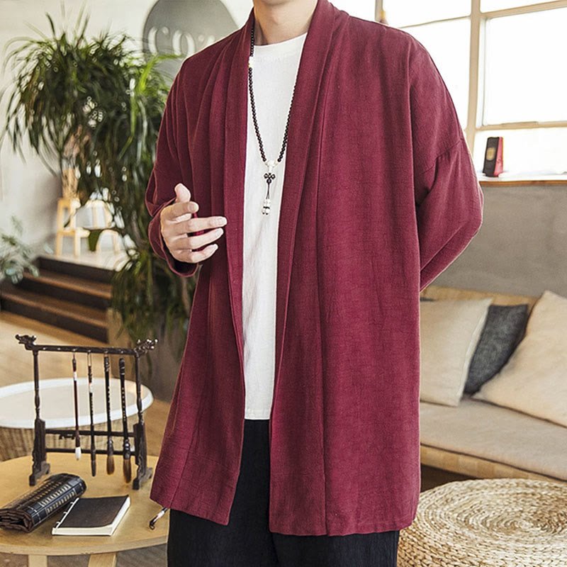 Men's Casual Mid - Length Cotton Linen Coat - Lexians