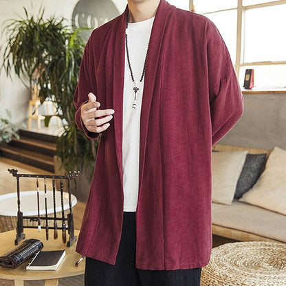 Men's Casual Mid - Length Cotton Linen Coat - Lexians