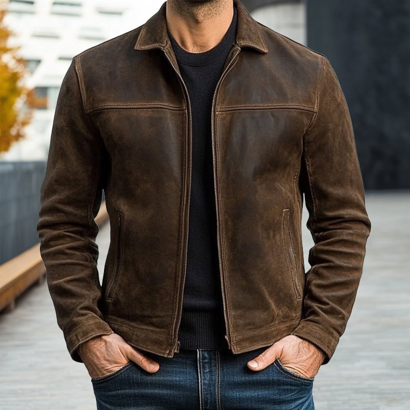 Men's Classic Fashion Leather Zipper Jacket - Lexians