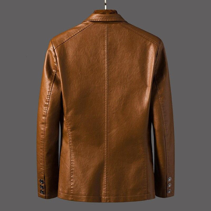 Back view of men's elegant tailored blazer jacket, showing classic modern fit and design.