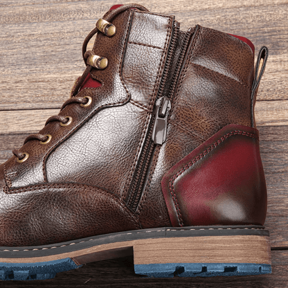 Men's Leather Boots with Side Zipper and Non - Slip Sole - Lexians