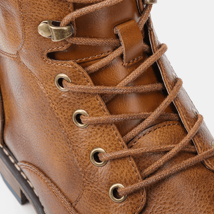 Men's Leather Boots with Side Zipper and Non - Slip Sole - Lexians