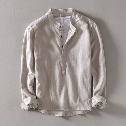 Men's Linen - Cotton Band Collar Shirt - Orvino Style - Lexians