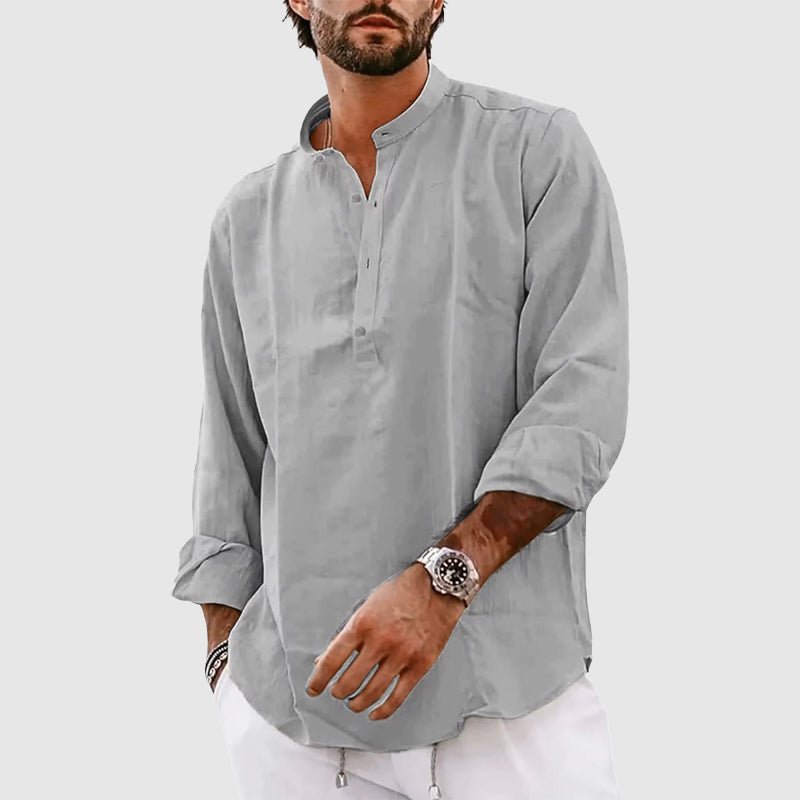 Men's Linen Henley Shirt - Relaxed Fit, Lightweight, and Breathable - Lexians