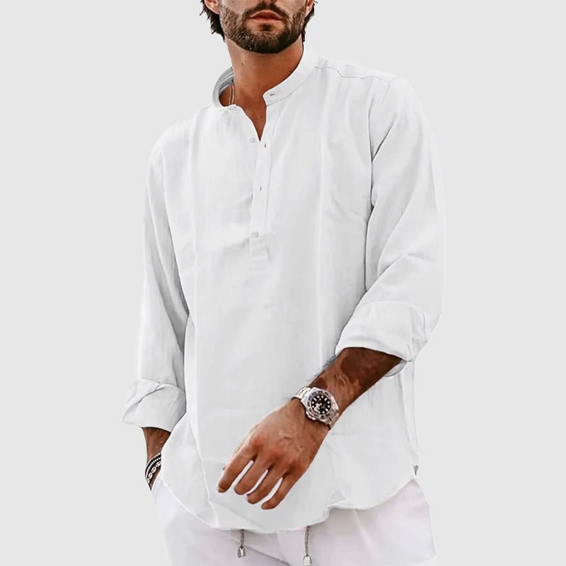 Men's Linen Henley Shirt - Relaxed Fit, Lightweight, and Breathable - Lexians