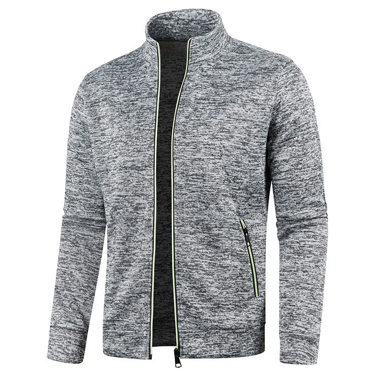 Comfortable men's lightweight fleece outerwear. Great casual jacket for spring and autumn outdoor activities.