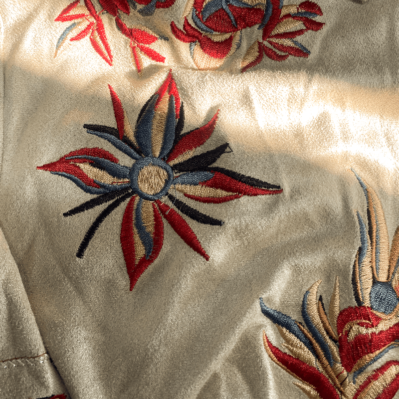 Men's Retro Western Suede Embroidered Short Sleeve Shirt - Lexians