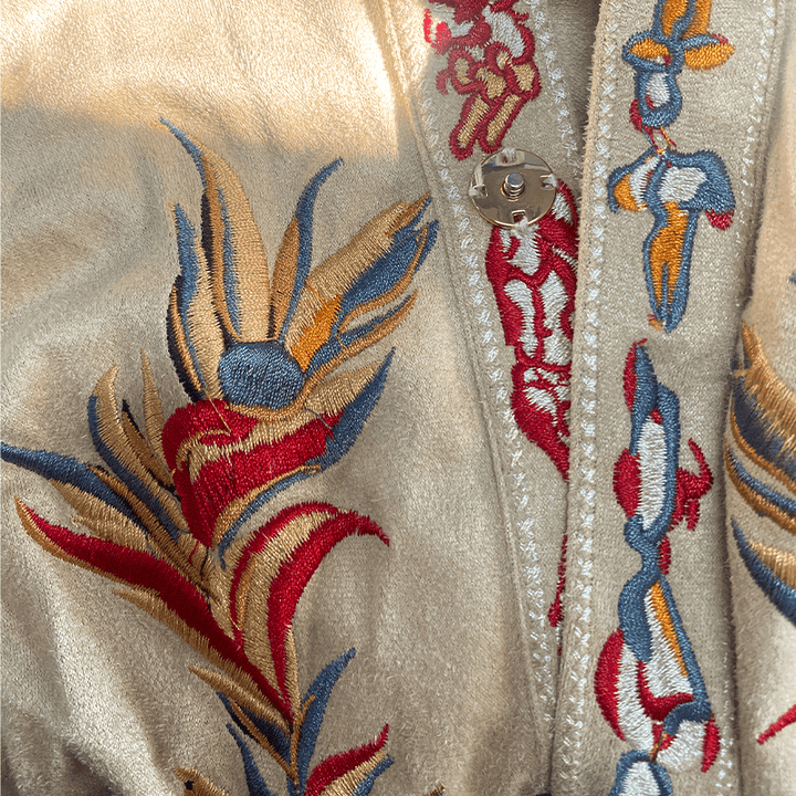 Men's Retro Western Suede Embroidered Short Sleeve Shirt - Lexians