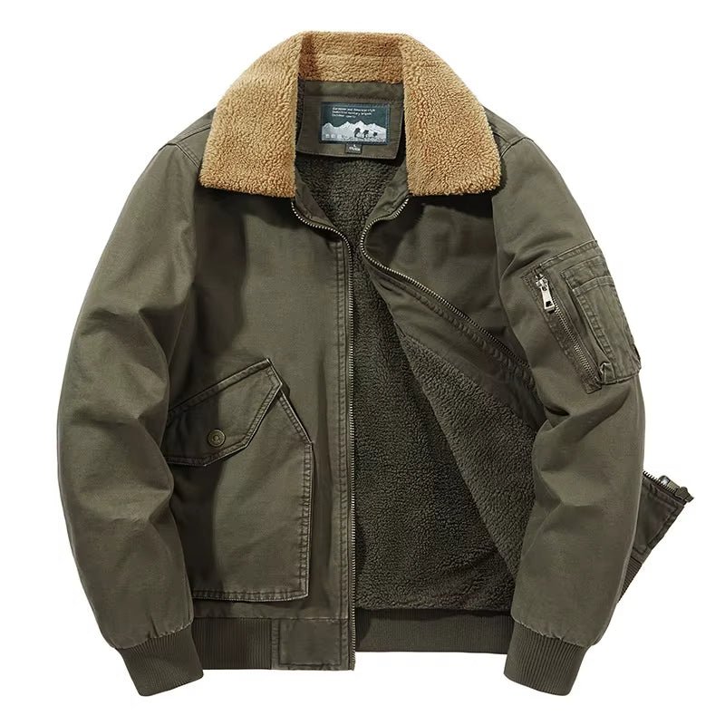 Men's Sherpa - Lined Bomber Jacket - Military Style - Lexians