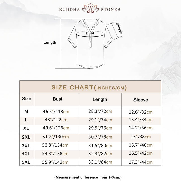 Men's Short Sleeve Cotton Linen Half Button Shirt - Lexians