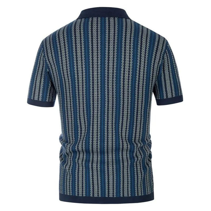 Men's Slim Fit Button Down Polo with Herringbone Pattern - Lexians