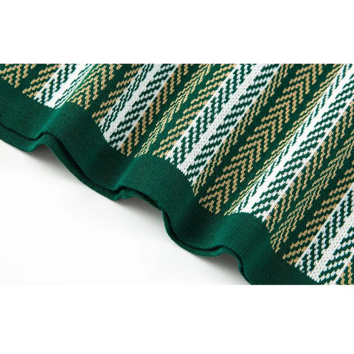 Men's Slim Fit Button Down Polo with Herringbone Pattern - Lexians