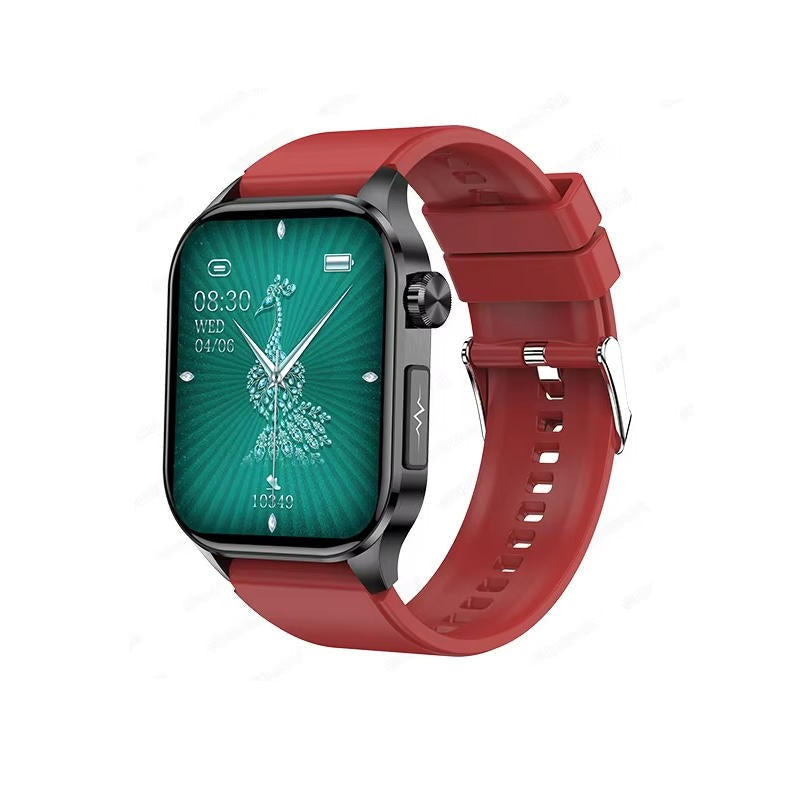 "Men's smartwatch with health monitoring, sleek alloy frame, bright display, and SOS feature for seniors' daily wellness."