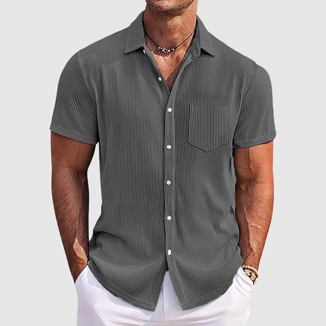 Men's Striped Summer Shirt with Turn - Down Collar - Lexians