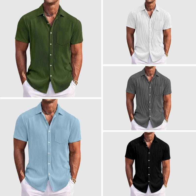 Men's Striped Summer Shirt with Turn - Down Collar - Lexians
