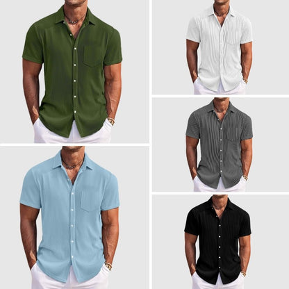 Men's Striped Summer Shirt with Turn - Down Collar - Lexians