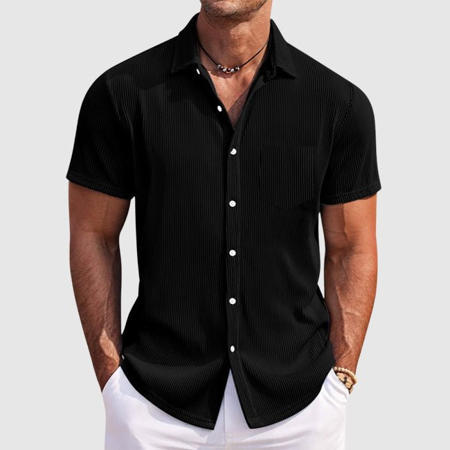 Men's Striped Summer Shirt with Turn - Down Collar - Lexians