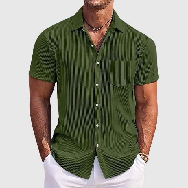 Men's Striped Summer Shirt with Turn - Down Collar - Lexians