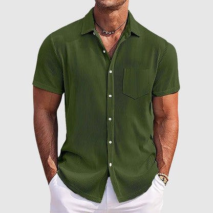 Men's Striped Summer Shirt with Turn - Down Collar - Lexians