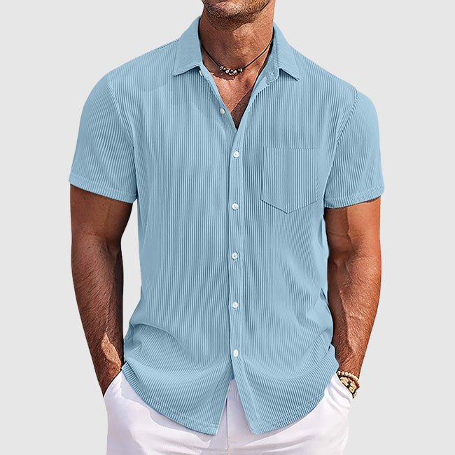 Men's Striped Summer Shirt with Turn - Down Collar - Lexians