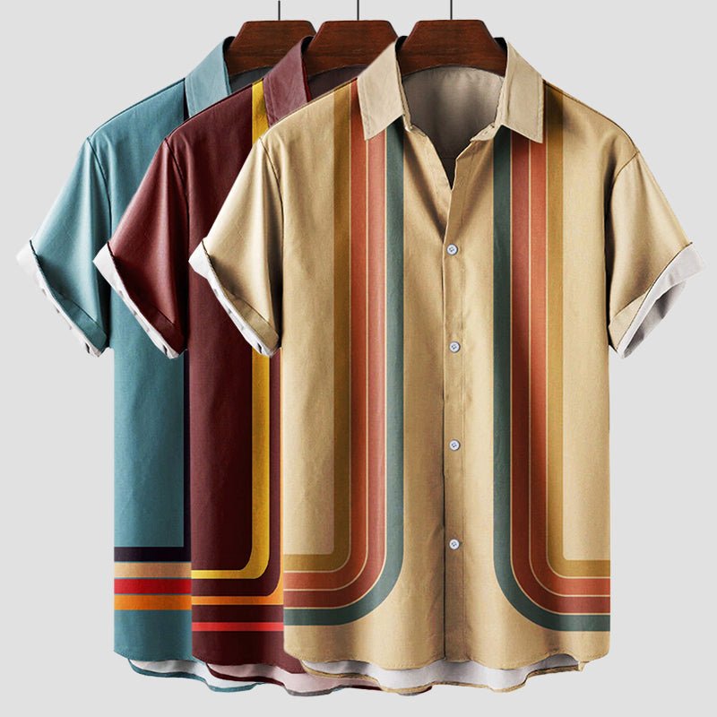 Men's Summertime Retro Shirt with Short Sleeves - Lexians