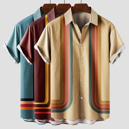 Men's Summertime Retro Shirt with Short Sleeves - Lexians