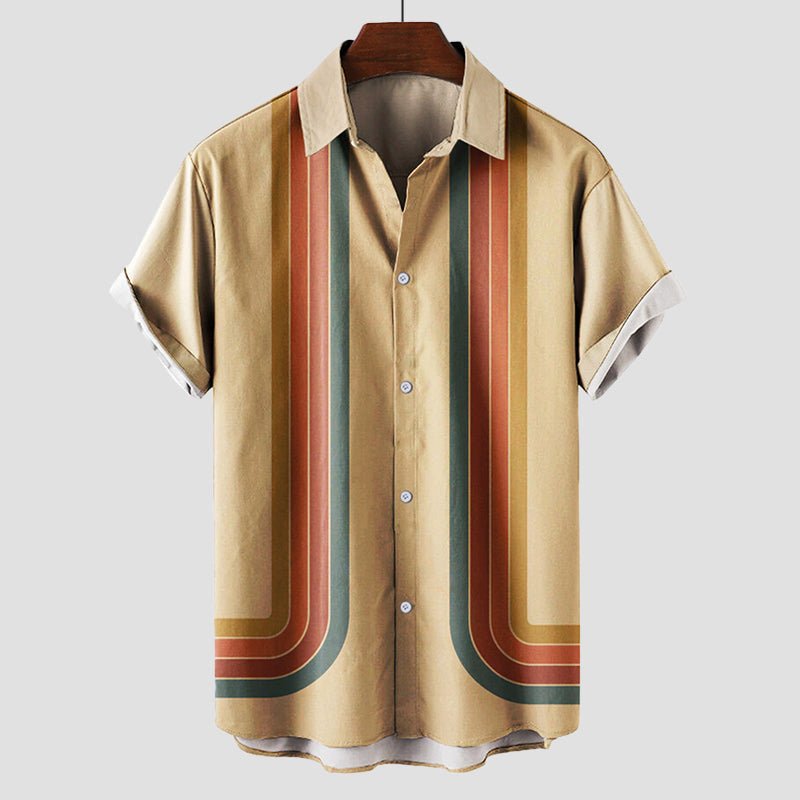 Men's Summertime Retro Shirt with Short Sleeves - Lexians