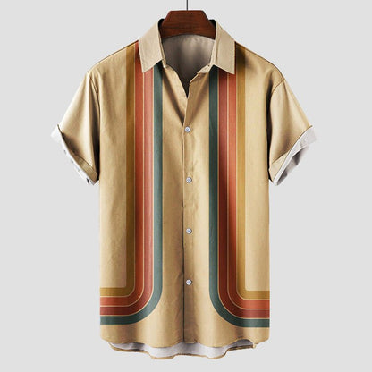 Men's Summertime Retro Shirt with Short Sleeves - Lexians
