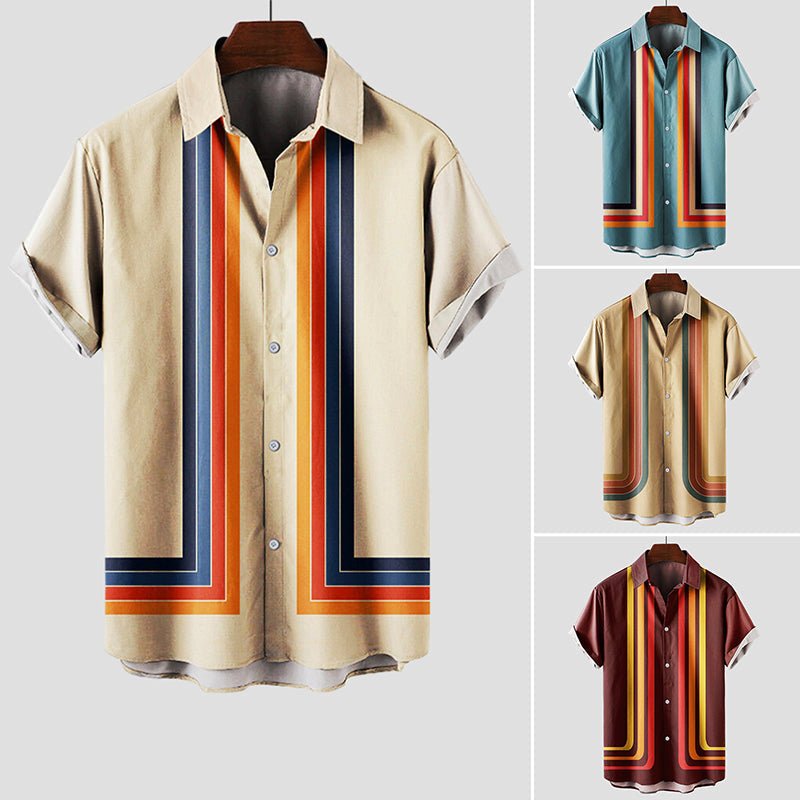 Men's Summertime Retro Shirt with Short Sleeves - Lexians