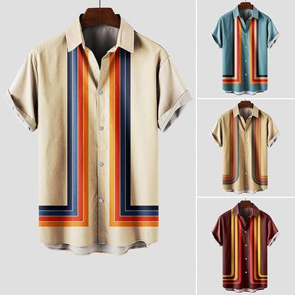 Men's Summertime Retro Shirt with Short Sleeves - Lexians