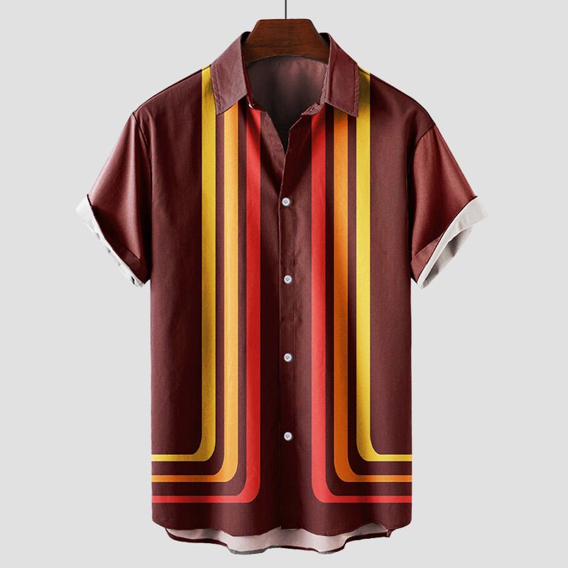 Men's Summertime Retro Shirt with Short Sleeves - Lexians