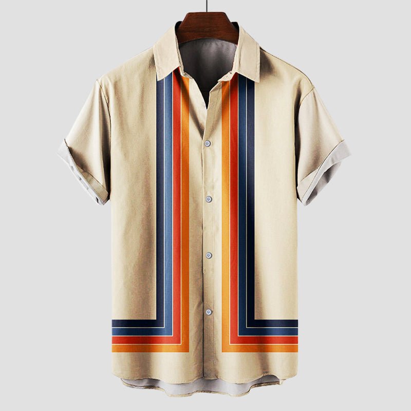 Men's Summertime Retro Shirt with Short Sleeves - Lexians