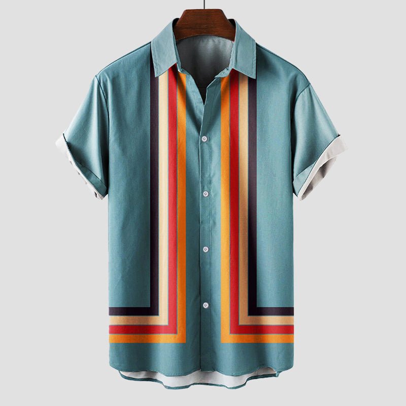 Men's Summertime Retro Shirt with Short Sleeves - Lexians
