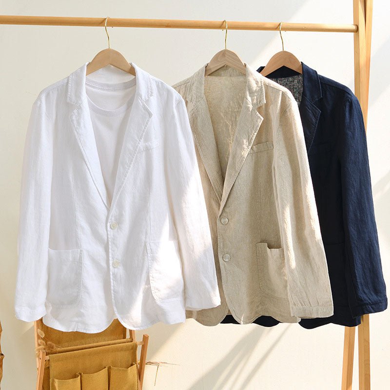 Men's Tuscan Linen Blazer with Notch Lapel - Lexians
