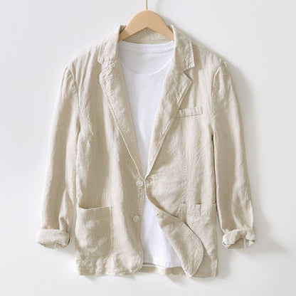 Men's Tuscan Linen Blazer with Notch Lapel - Lexians
