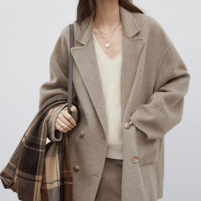 Men's Wool Trench Coat - Double - Breasted, Oversized Fit - Lexians