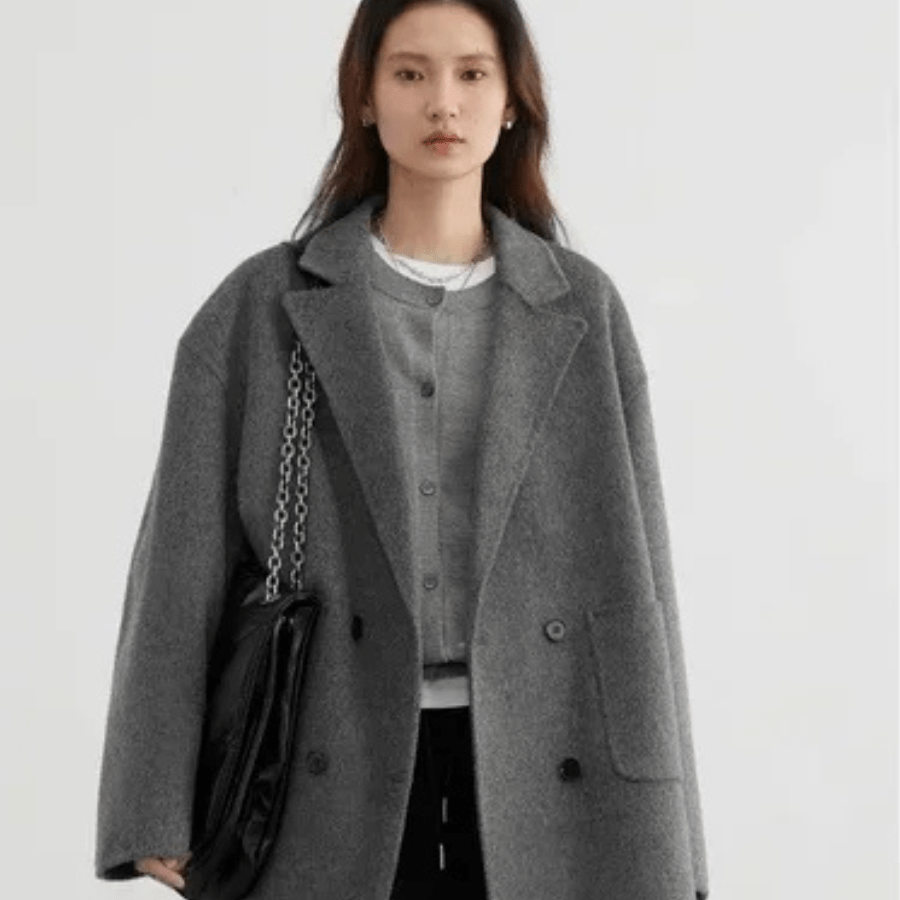 Men's Wool Trench Coat - Double - Breasted, Oversized Fit - Lexians