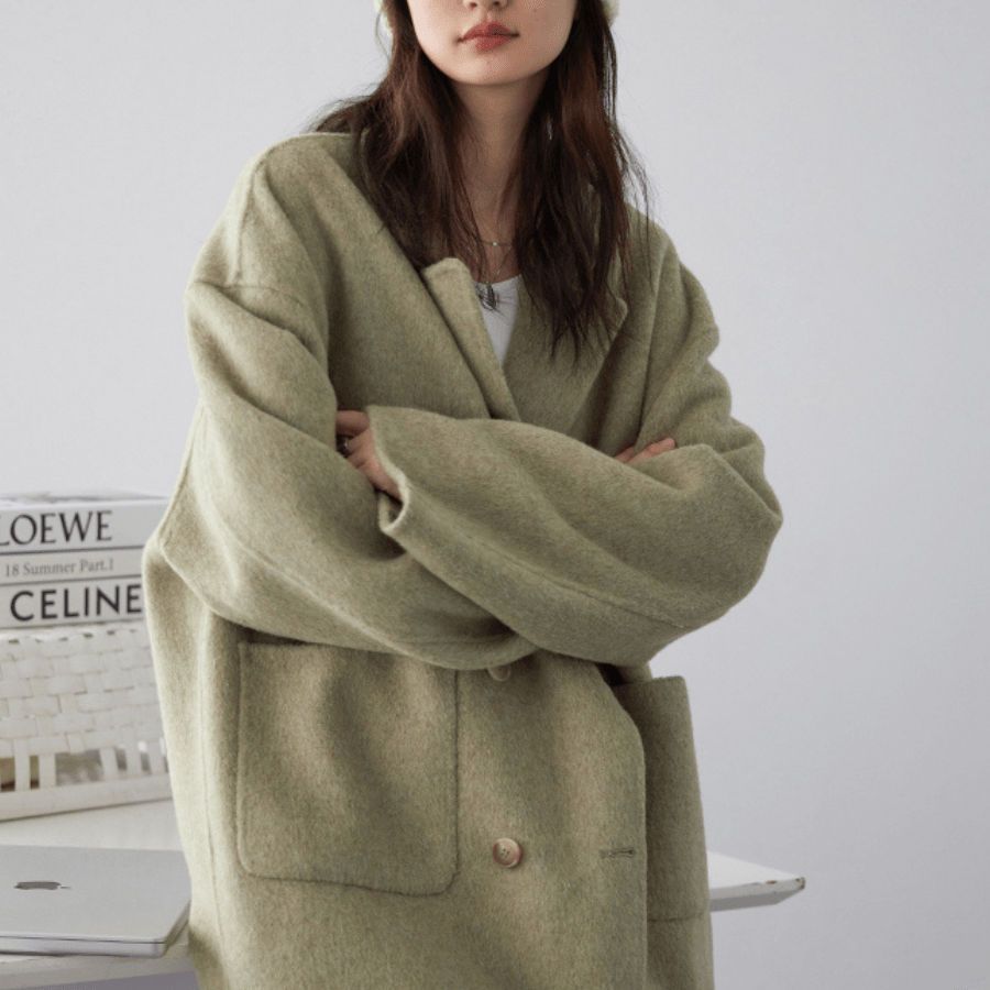 Men's Wool Trench Coat - Double - Breasted, Oversized Fit - Lexians