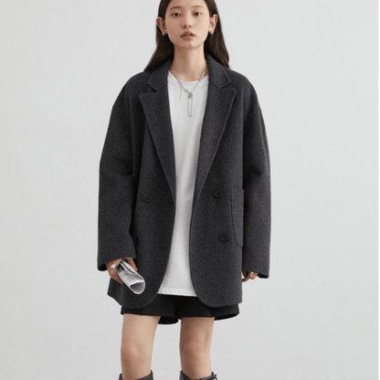 Men's Wool Trench Coat - Double - Breasted, Oversized Fit - Lexians