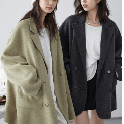 Men's Wool Trench Coat - Double - Breasted, Oversized Fit - Lexians