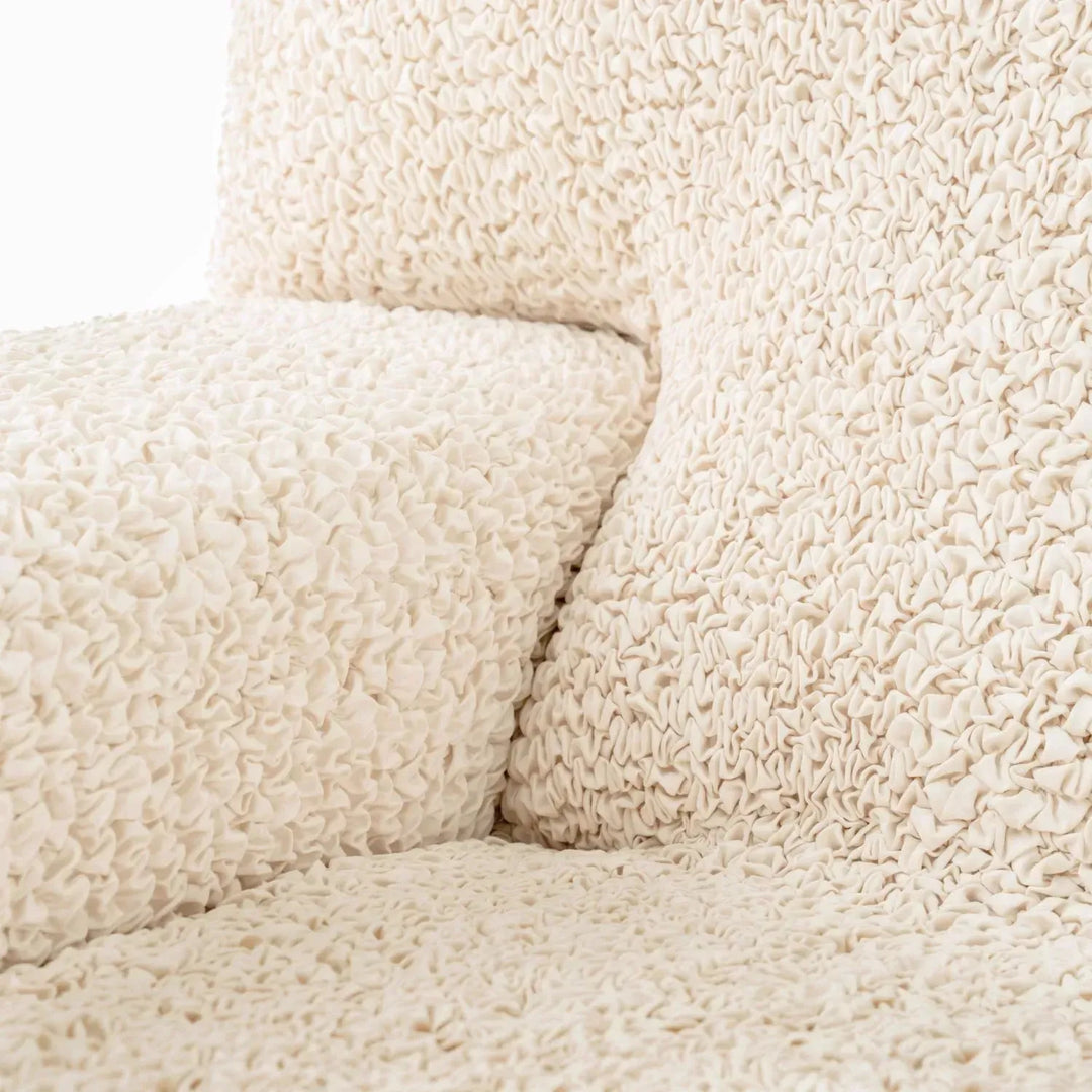 "Microfiber 3-seater recliner slipcover in light grey, versatile fit; transforms decor with protective, stylish cover."