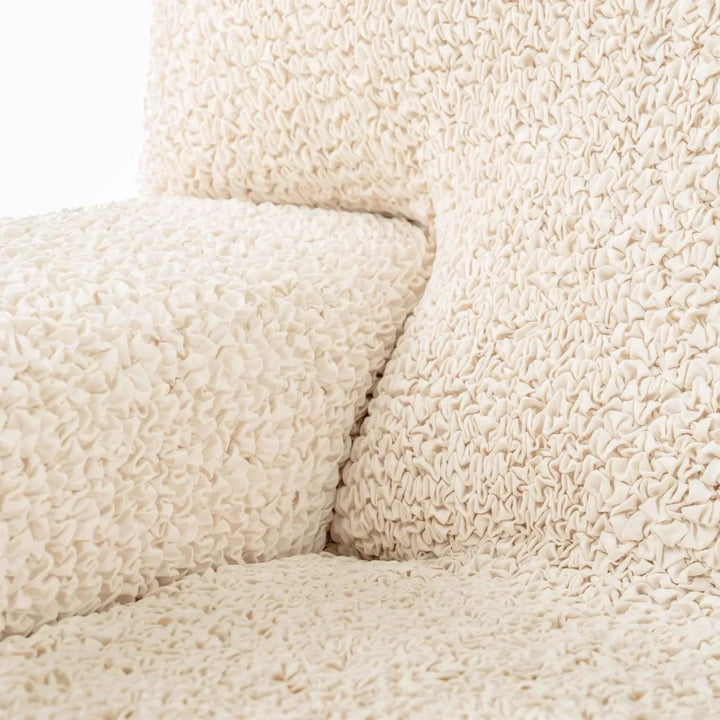 "Microfiber 3-seater recliner slipcover in light grey, versatile fit; transforms decor with protective, stylish cover."