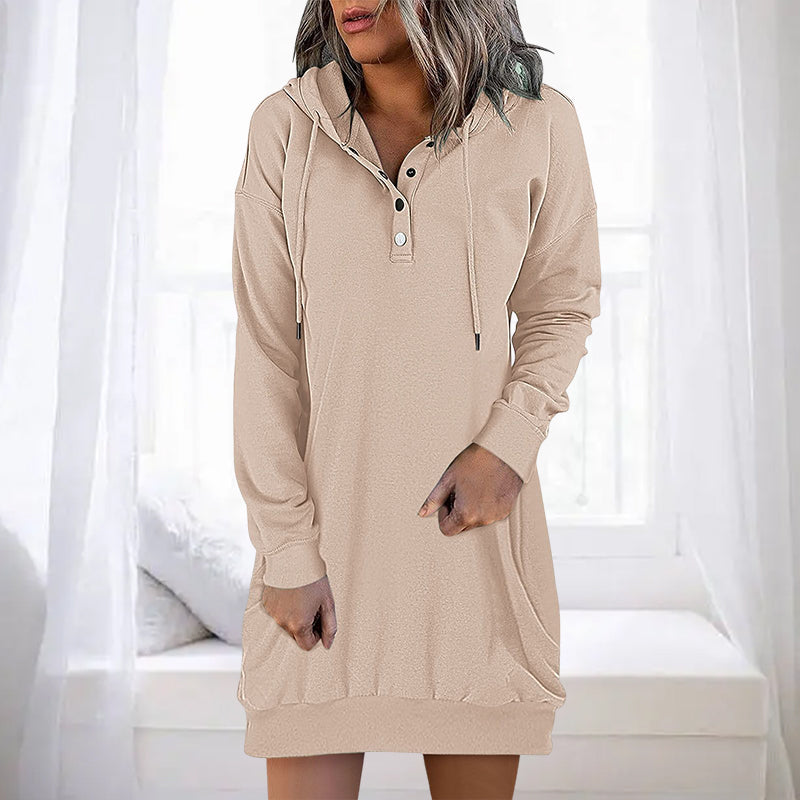 Valeria long hoodie for women, a stylish minimalist pullover, perfect for everyday comfort apparel.