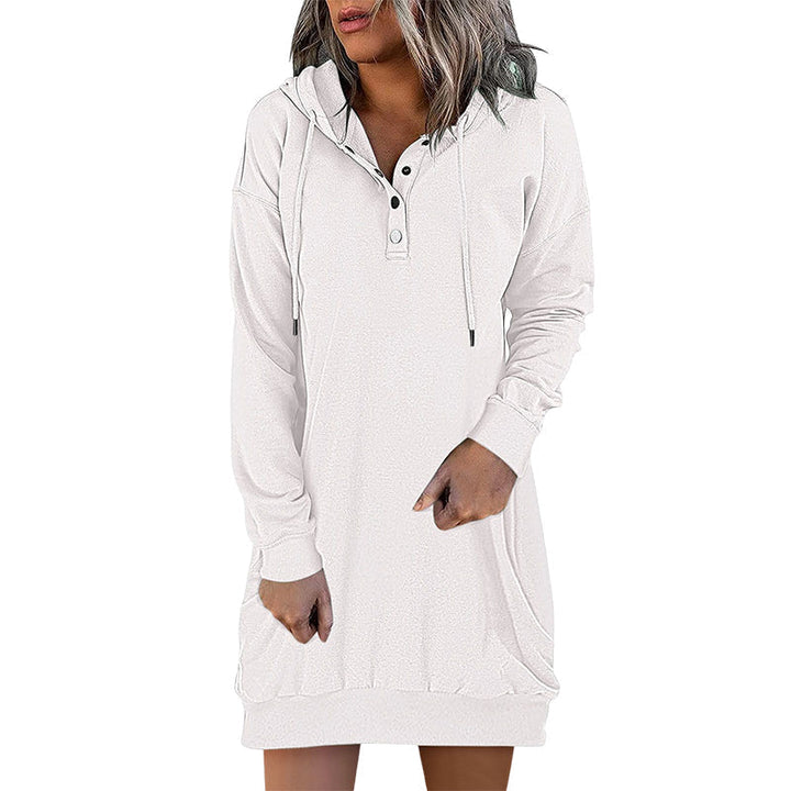 Minimalist long hoodie Valeria for women, a comfortable pullover, essential for casual apparel.