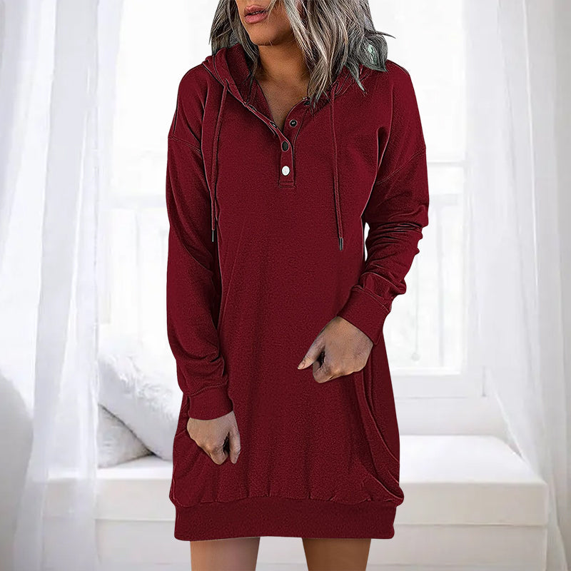 Essential women's long hoodie Valeria, a minimalist design for comfortable, stylish casual wear.