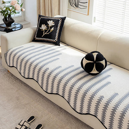 Modern Chenille Couch Cover with Chevron Stripes for Home - Lexians