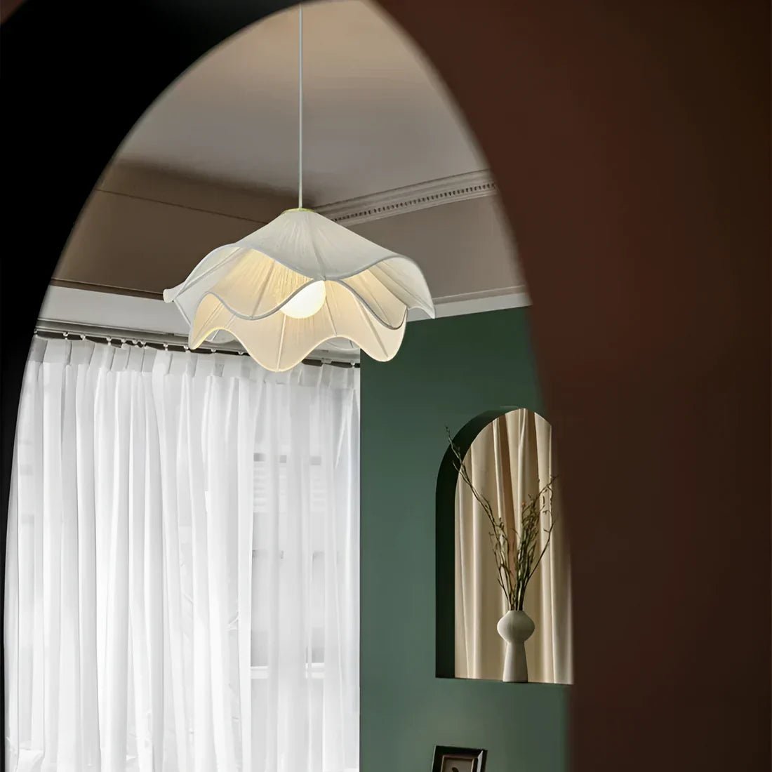 Modern White Fabric Flower LED Pendant Light - Lexians