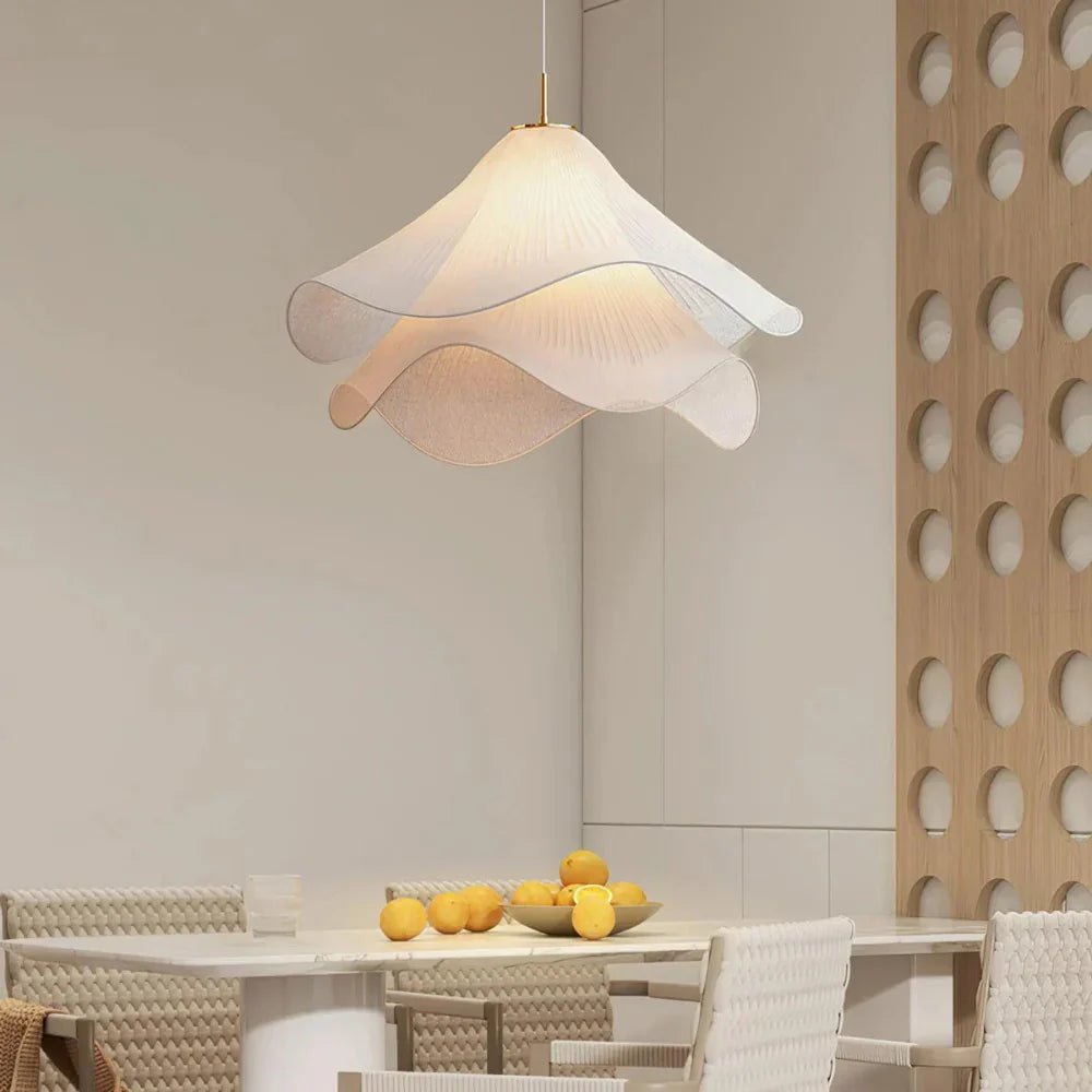 Modern White Fabric Flower LED Pendant Light - Lexians