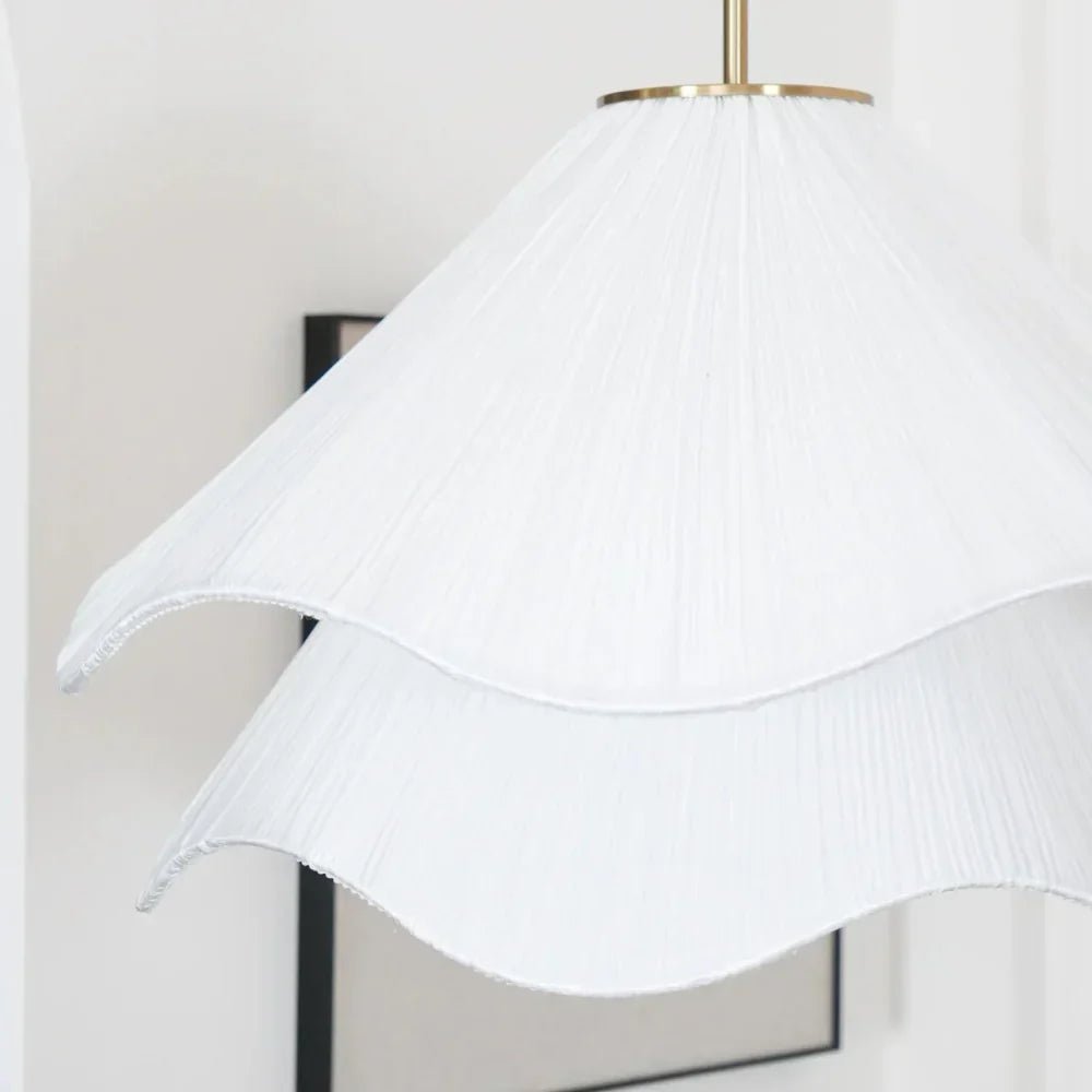 Modern White Fabric Flower LED Pendant Light - Lexians