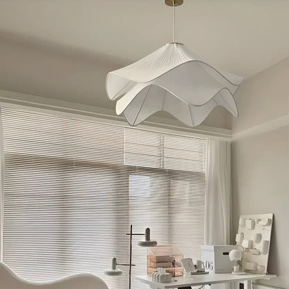 Modern White Fabric Flower LED Pendant Light - Lexians